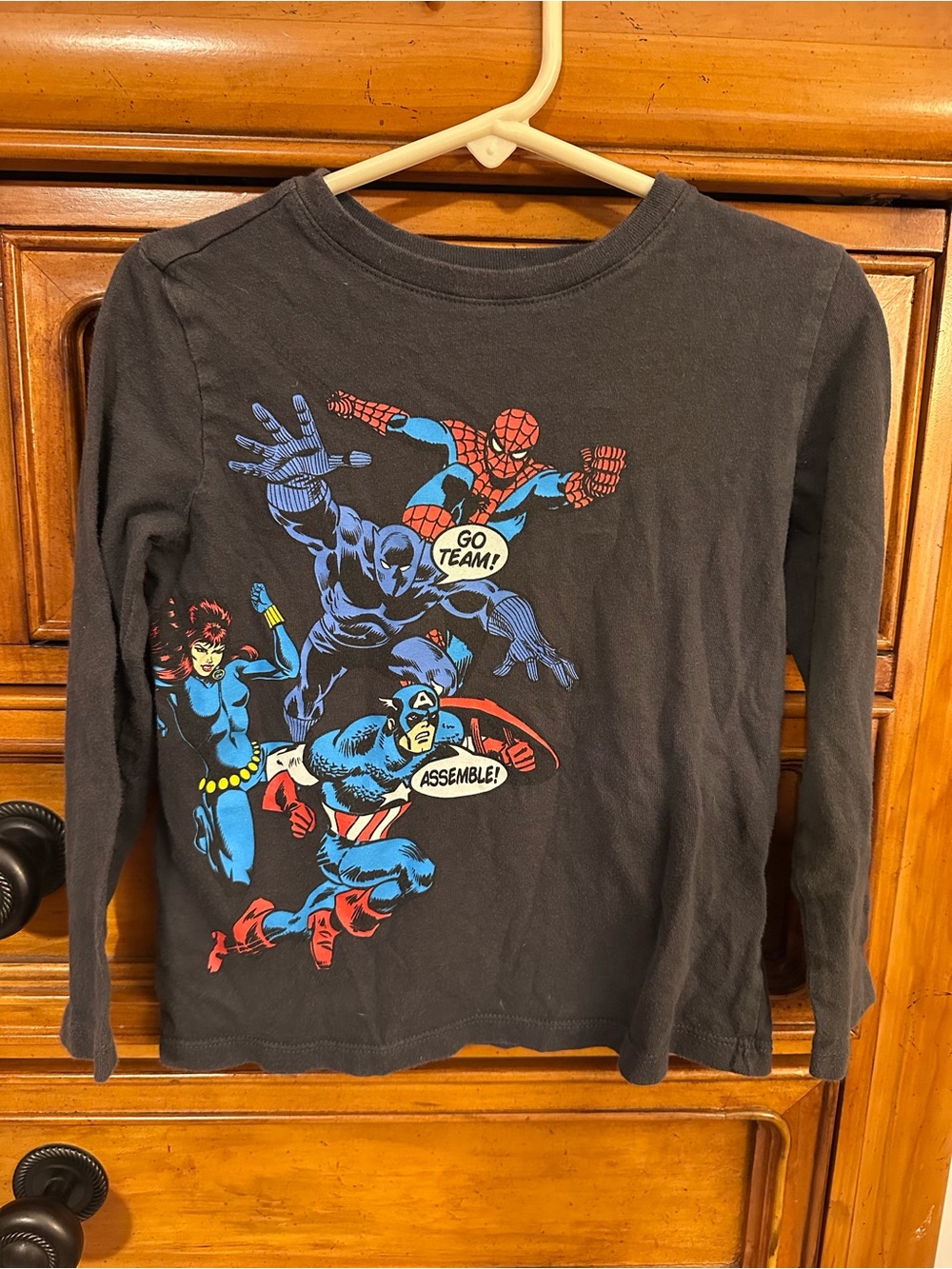 Kids Black Marvel Superhero Long Sleeve Tee - Go Team!